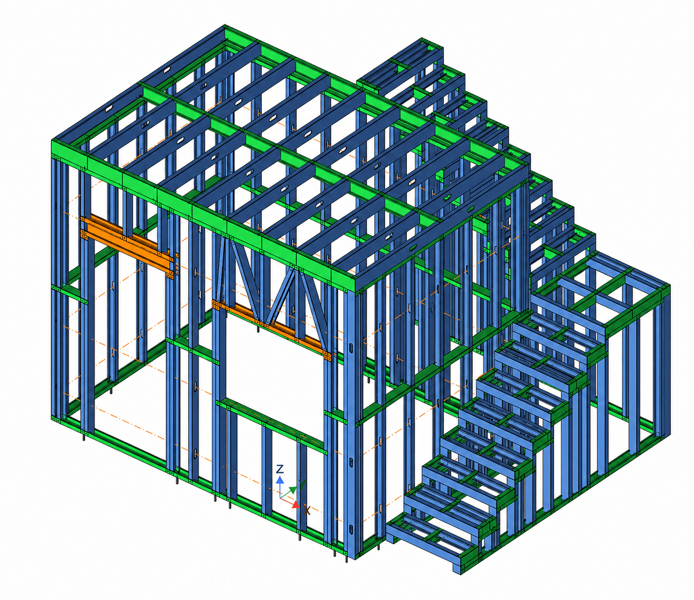 Three-dimensional Light Steel Frame model